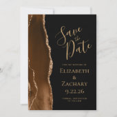 Modern Mocha Bruin Gouden Agaat Zwart Save the Dat Date (Voorkant)