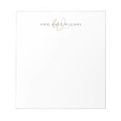 Modern Mocha Bruin Schrift Monogram Notitieblok (Voorkant)