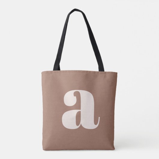 Modern Mocha Bruin Vet Retro Monogram Initiaal Tote Bag (Achterkant)