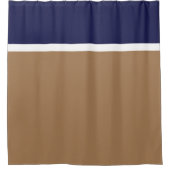 Modern Mocha Bruin Wit Navy Blauw Kleurenblok Douchegordijn (Voorkant)