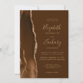Modern Mocha Gold Agate Brown Wedding Kaart (Voorkant)