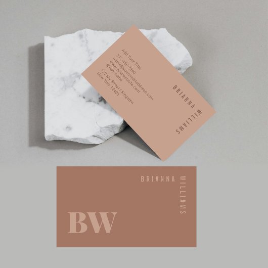 Modern Mocha Mousse Professioneel Monogram Visitekaartje