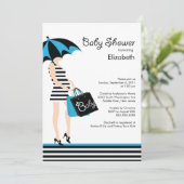 Modern Mod Ma Boy Baby shower Kaart (Staand voorkant)