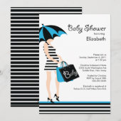 Modern Mod Ma Boy Baby shower Kaart (Voorkant / Achterkant)