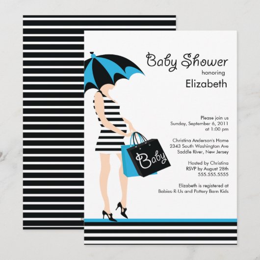 Modern Mod Ma Boy Baby shower Kaart (Voorkant / Achterkant)