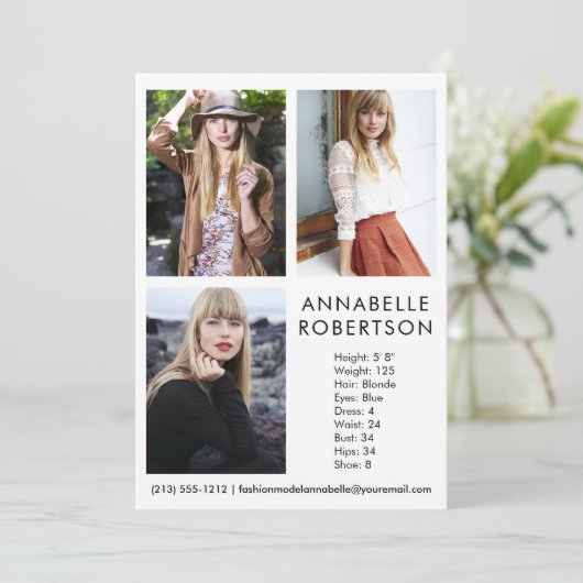 Modern Model Actor 3 Foto Comp Kaart (Staand voorkant)
