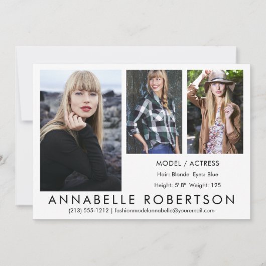 Modern Model Actor 3 Foto's Comp Kaart (Voorkant)