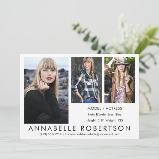 Modern Model Actor 3 Foto's Comp Kaart (Staand voorkant)
