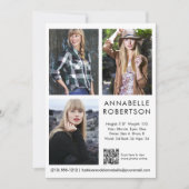 Modern Model Actor 3 Foto's QR Code Comp Kaart (Voorkant)