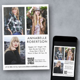Modern Model Actor 3 Foto's QR Code Comp Kaart