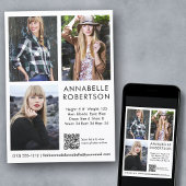 Modern Model Actor 3 Foto's QR Code Comp Kaart