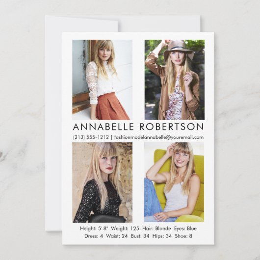 Modern Model Actor 4 Foto's Comp Kaart (Voorkant)