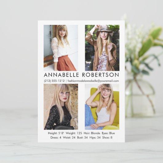Modern Model Actor 4 Foto's Comp Kaart (Staand voorkant)
