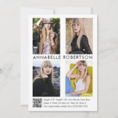 Modern Model Actor 4 Foto's QR Code Comp Kaart (Voorkant)