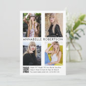 Modern Model Actor 4 Foto's QR Code Comp Kaart (Staand voorkant)