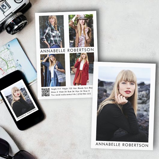 Modern Model Actor 5 Foto QR Code Comp Kaart