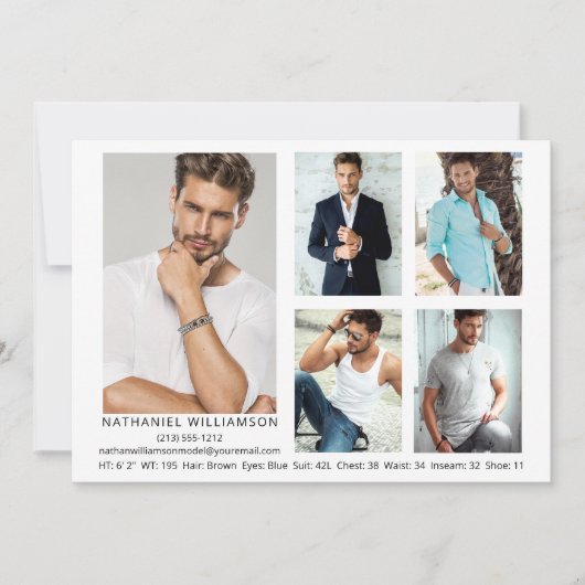 Modern Model Actor 5 Foto's QR Code Terug Comp Kaa Kaart (Voorkant)