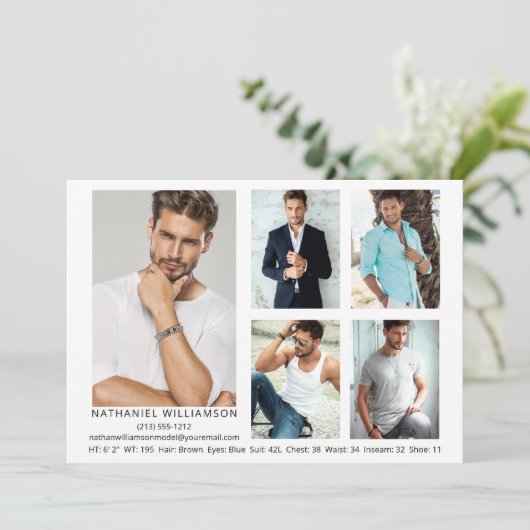 Modern Model Actor 5 Foto's QR Code Terug Comp Kaa Kaart (Staand voorkant)