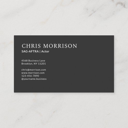 Modern Model Actor Photo Monogram Visitekaartje (Achterkant)