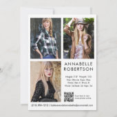 Modern Model Actor QR Code 4 Foto Comp Kaart (Achterkant)