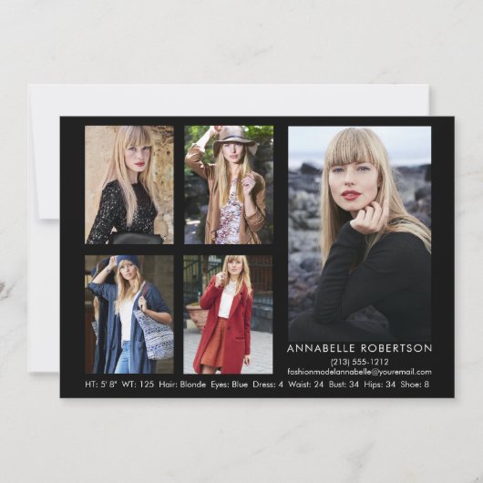 Modern Model Actor QR Code Terug 5 Foto's Comp Kaa Kaart (Voorkant)