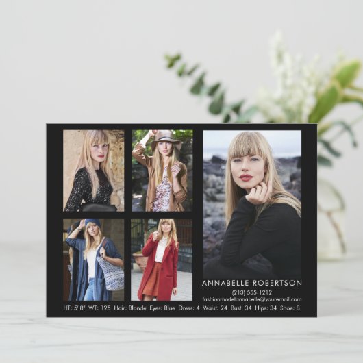 Modern Model Actor QR Code Terug 5 Foto's Comp Kaa Kaart (Staand voorkant)