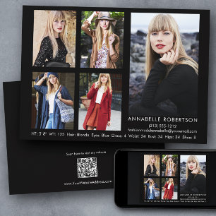 Modern Model Actor QR Code Terug 5 Foto's Comp Kaa Kaart