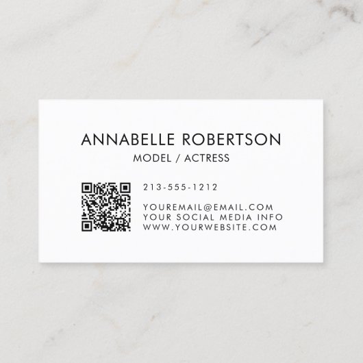 Modern Model en Actor 3 Foto QR Code Visitekaartje (Achterkant)