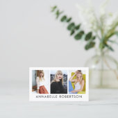 Modern Model en Actor 3 Foto QR Code Visitekaartje (Staand voorkant)