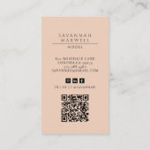 Modern Model Professionele Foto Perzik Roze Visitekaartje (Achterkant)