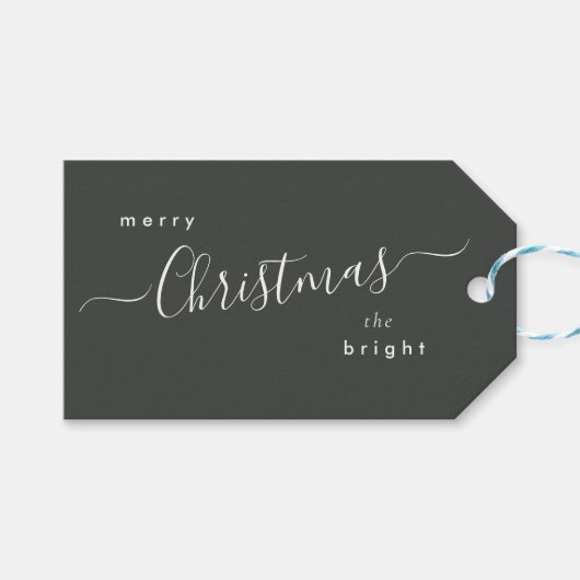 Modern modieus kerstbos groen donker cadeaulabel (Voorkant (Horizontaal))