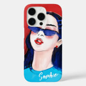 Modern Modieus Rood Blauw Stad Meisje Custom Case-Mate iPhone Case (Achterkant)