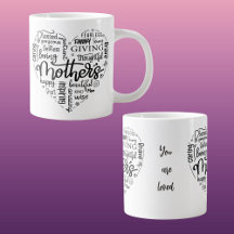 Modern Moederdag Black Typography Heart