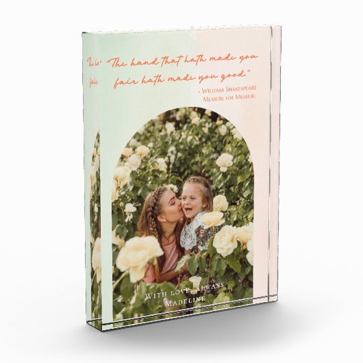 Modern Moederdag Elegant Arch Waterverf Quote Fotoblokken (Links)