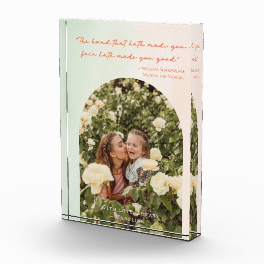 Modern Moederdag Elegant Arch Waterverf Quote Fotoblokken (Rechts)