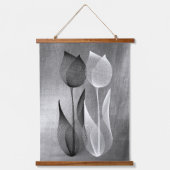 Modern Moiré Effect Tulip Black en White Floral Hangend Wandkleed (Voorkant)