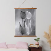 Modern Moiré Effect Tulip Black en White Floral Hangend Wandkleed (Slaapkamer)