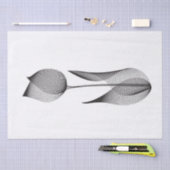 Modern Moiré Effect Tulip Floral Minimal Black Tissuepapier (Craft)