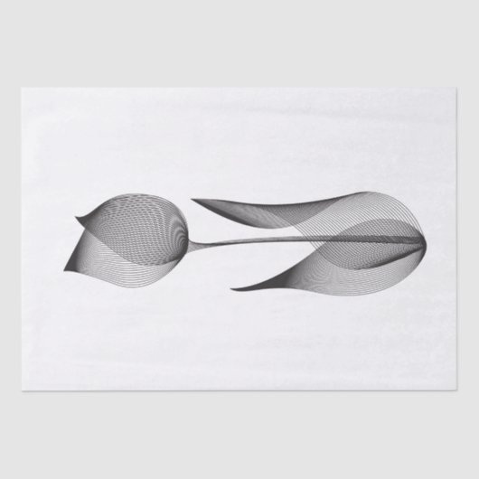 Modern Moiré Effect Tulip Floral Minimal Black Tissuepapier (Voorkant)