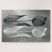 Modern Moiré-effect Tulp Zwart-wit bloemmotief Legpuzzel (Horizontaal)