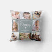 Modern Mom Custom Photo Collage Blauw Hart Kussen (Achterkant)