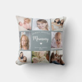 Modern Mom Custom Photo Collage Blauw Hart Kussen (Voorkant)