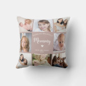 Modern Mom Custom Photo Collage Roze Hart Kussen (Achterkant)