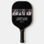 Modern Mom Established Script Black 3 Photo Pickleball Paddle (Voorkant)