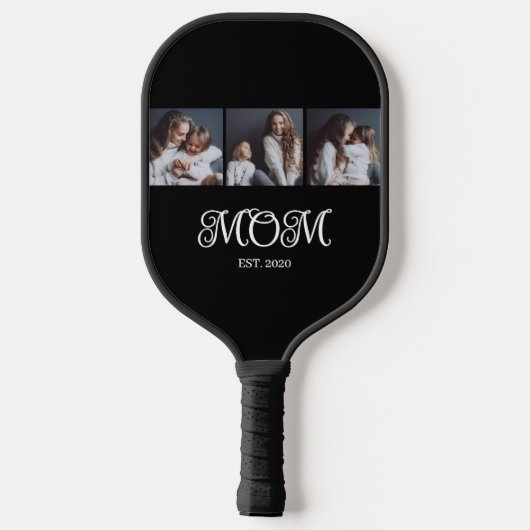 Modern Mom Established Script Black 3 Photo Pickleball Paddle (Achterkant)