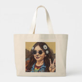 Modern Mona Lisa Painting - da Vinci Inspired Art Grote Tote Bag (Achterkant)
