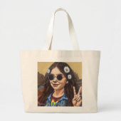 Modern Mona Lisa Painting - da Vinci Inspired Art Grote Tote Bag (Voorkant)
