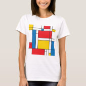 Modern Mondriaan Geïnspireerd grafisch patroon T-shirt (Voorkant)