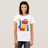Modern Mondriaan Geïnspireerd grafisch patroon T-shirt (Voorkant volledig)