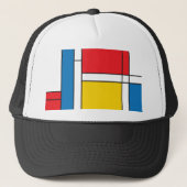Modern Mondriaan Geïnspireerd grafisch patroon Trucker Pet (Voorkant)